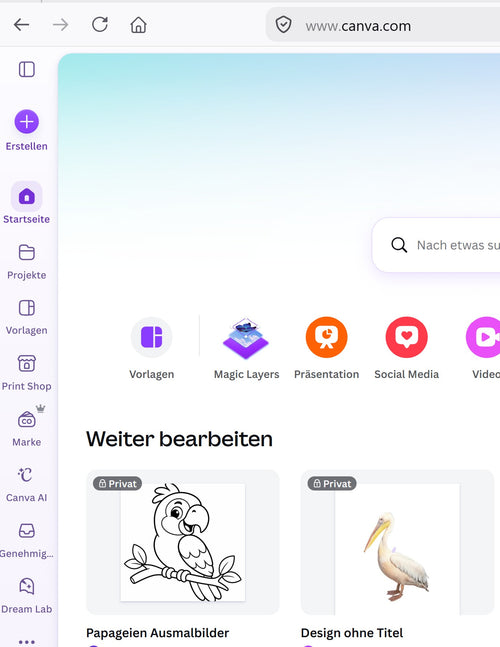 Canva Bild erstellen Papagei Onlinekurs
