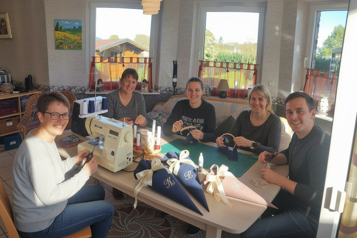 Schultueten Workshop Stoff im Atelier