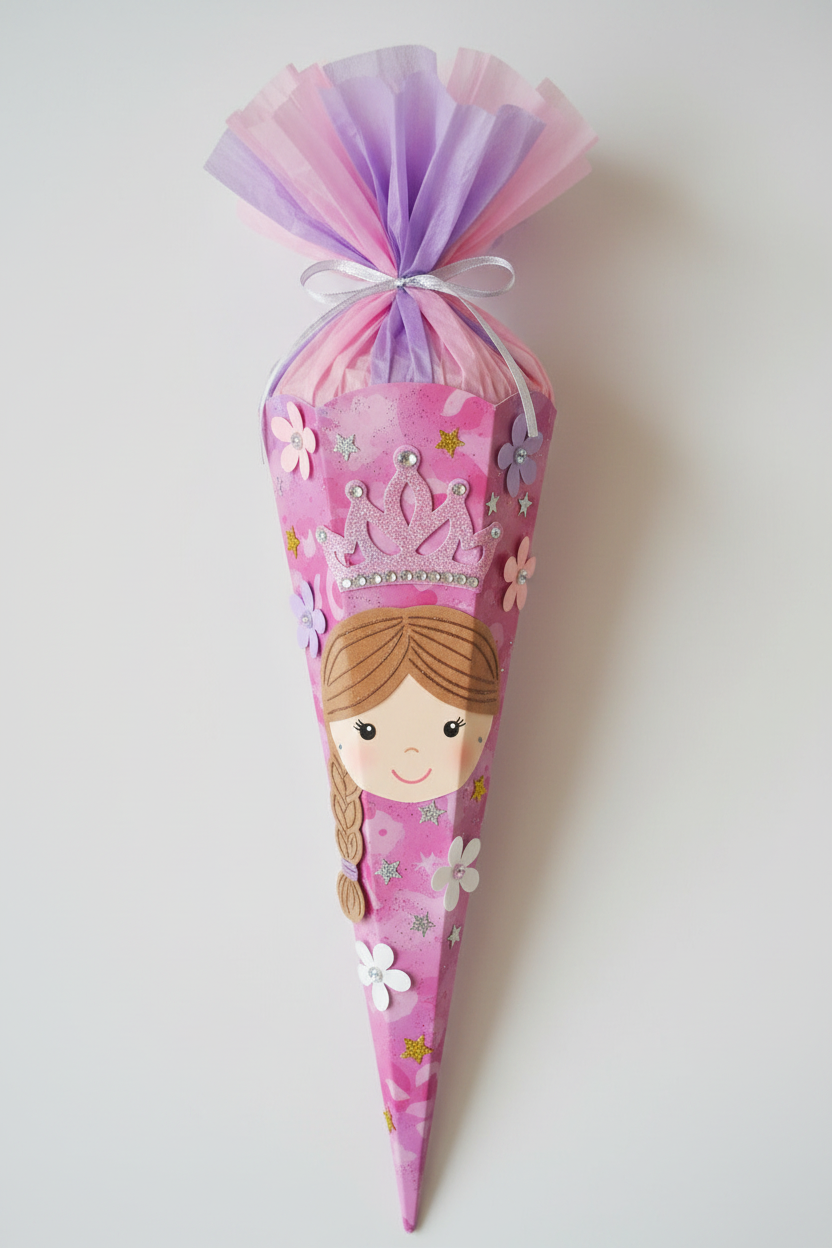 Schultüte gebastelt mit Prinzessin
